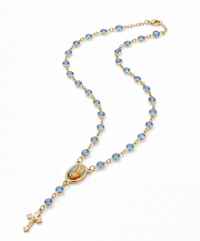 The Mary Blue Stone Rosary Necklace | 18Tk Gold Filled