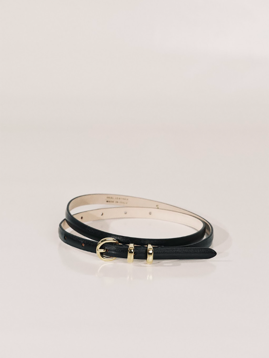 Thin Belt Belt | Black & 24K Gold
