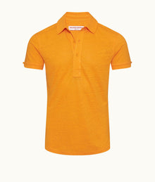 Sebastian Linen Tailored Fit Linen Polo Shirt | Calypso Orange
