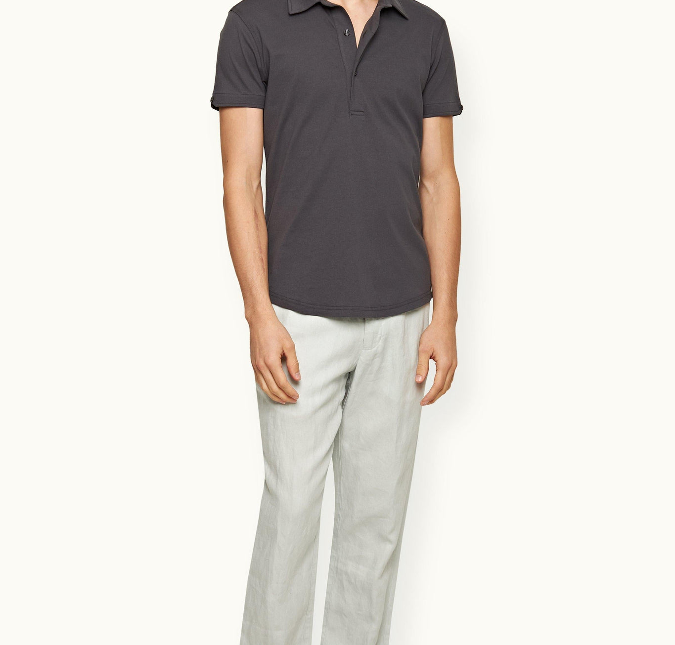 Sebastian Silk Tailored Fit Cotton-Silk Polo Shirt | Piranha Grey