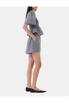 Seersucker Check Elasticated Shorts | Egret