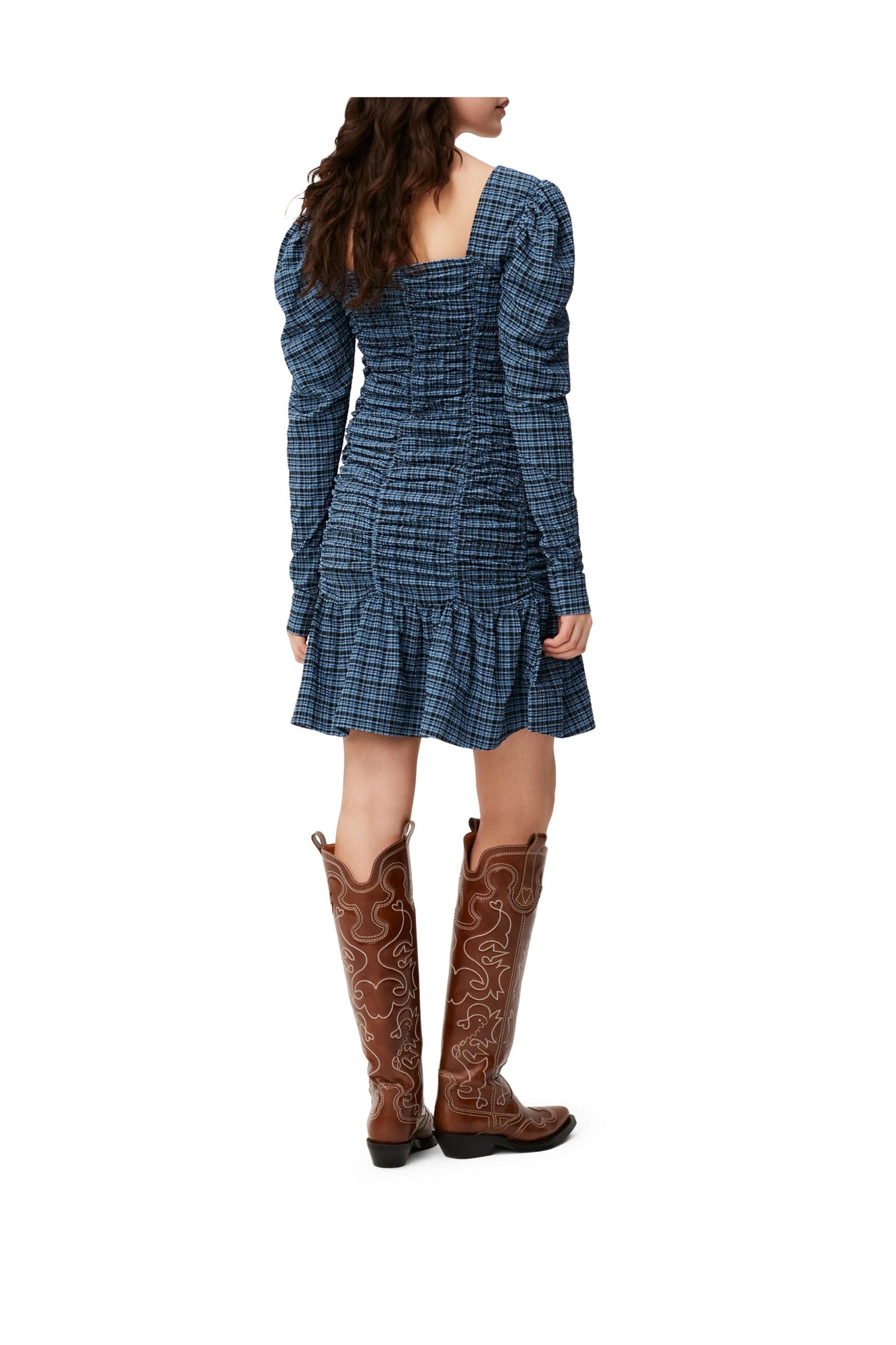 Seersucker Dress | Mini Check Granada Sky