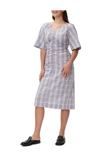Seersucker Midi Dress | Check Persian Violet