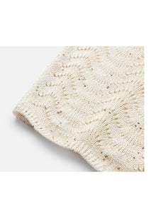 Sequin Embroidery Designer Cropped Knit Top | White