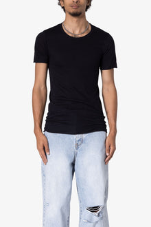 Sheer Knit Bias Cut Tee | Black
