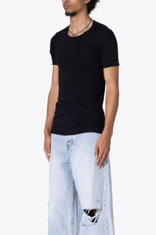 Sheer Knit Bias Cut Tee | Black