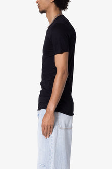 Sheer Knit Bias Cut Tee | Black
