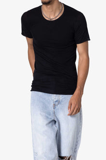 Sheer Knit Bias Cut Tee | Black