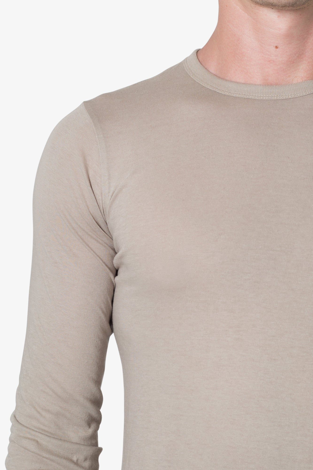 Sheer Knit Jersey L x S Tee | Bone