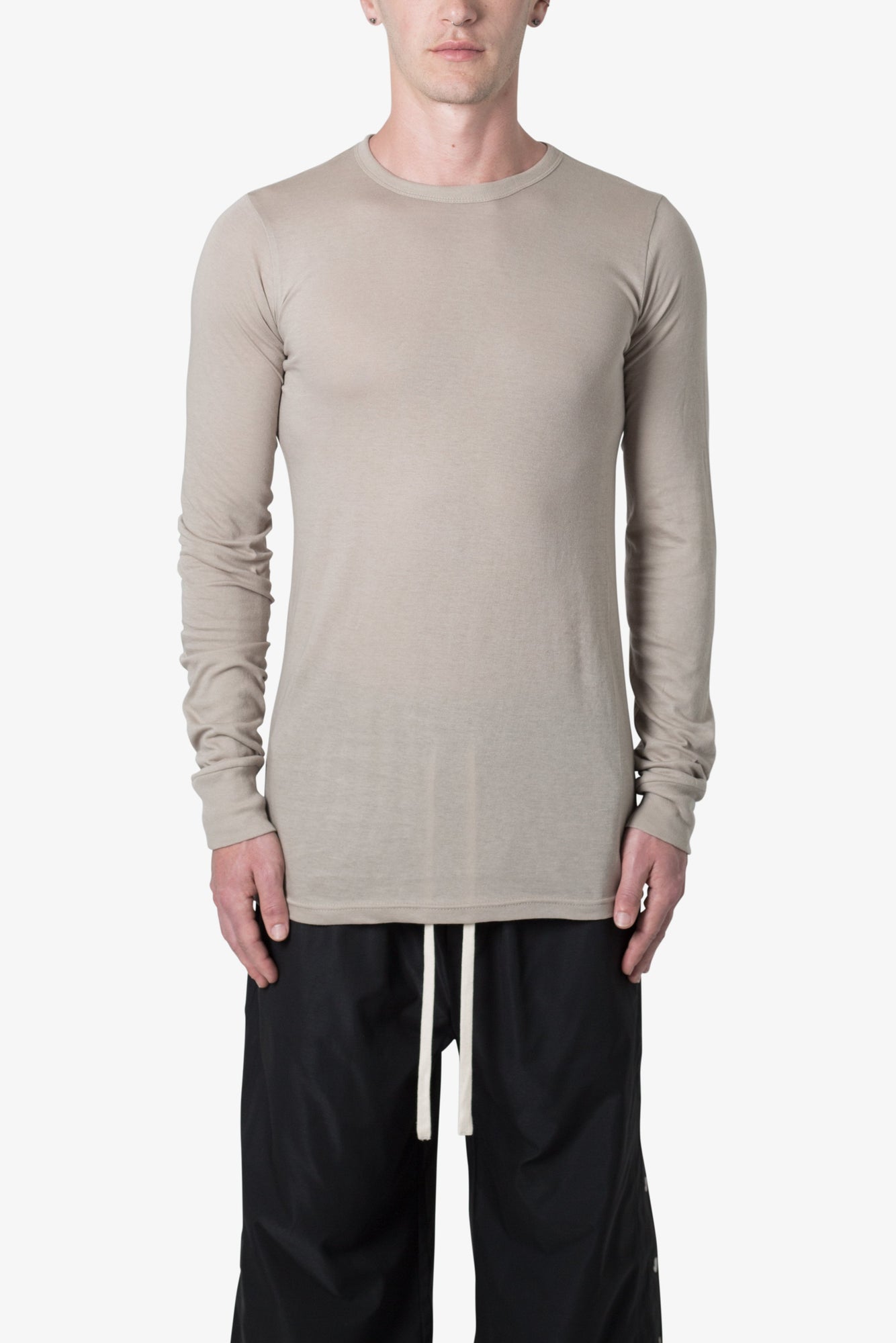Sheer Knit Jersey L x S Tee | Bone