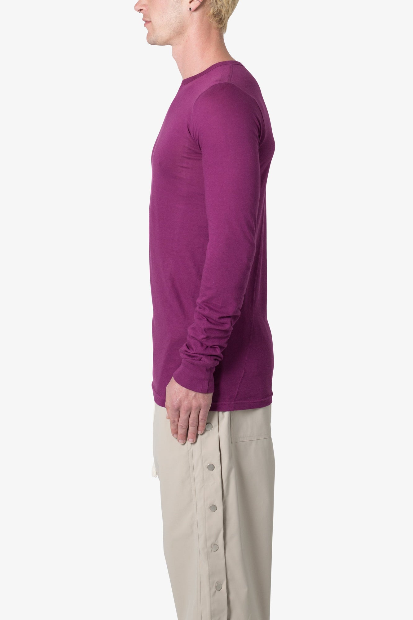 Sheer Knit Jersey L x S Tee | Magenta