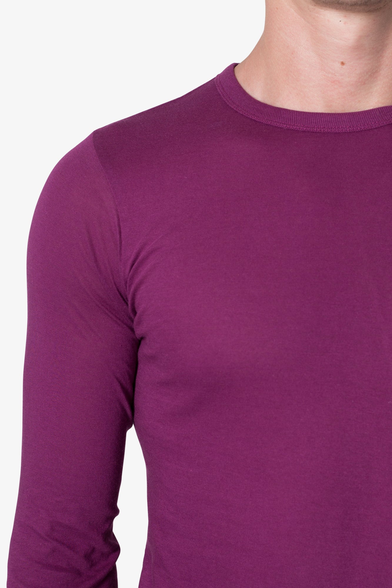 Sheer Knit Jersey L x S Tee | Magenta