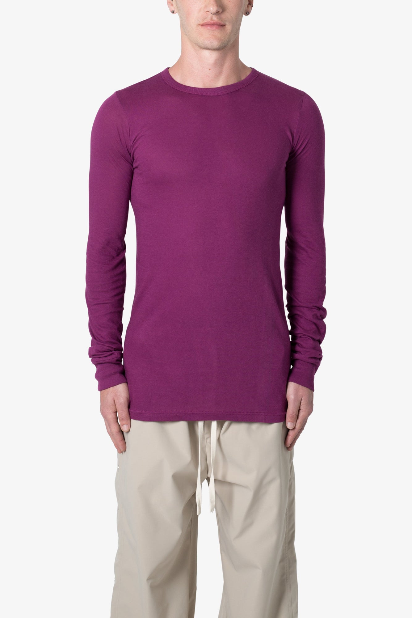 Sheer Knit Jersey L x S Tee | Magenta