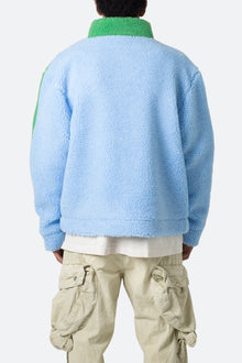 Sherpa Zip Up Jacket | Blue x Green