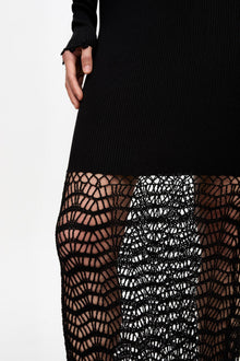 Shiny Crochet Skirt | Black