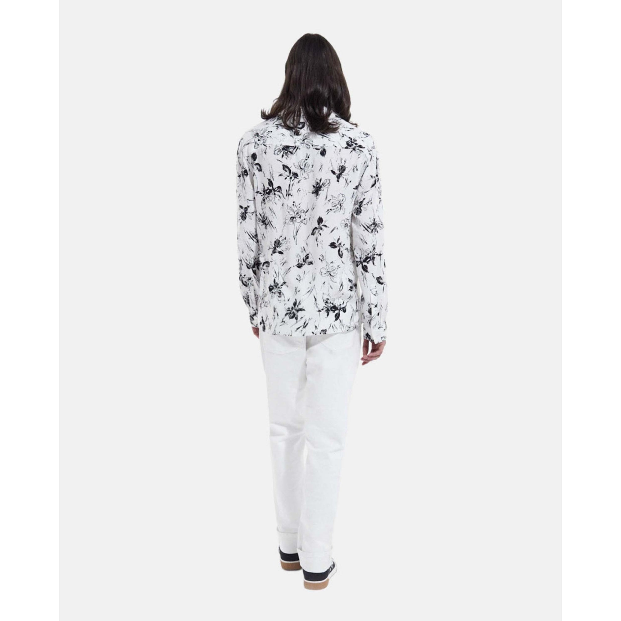 Shirt With Floral Print | Men | White x Black