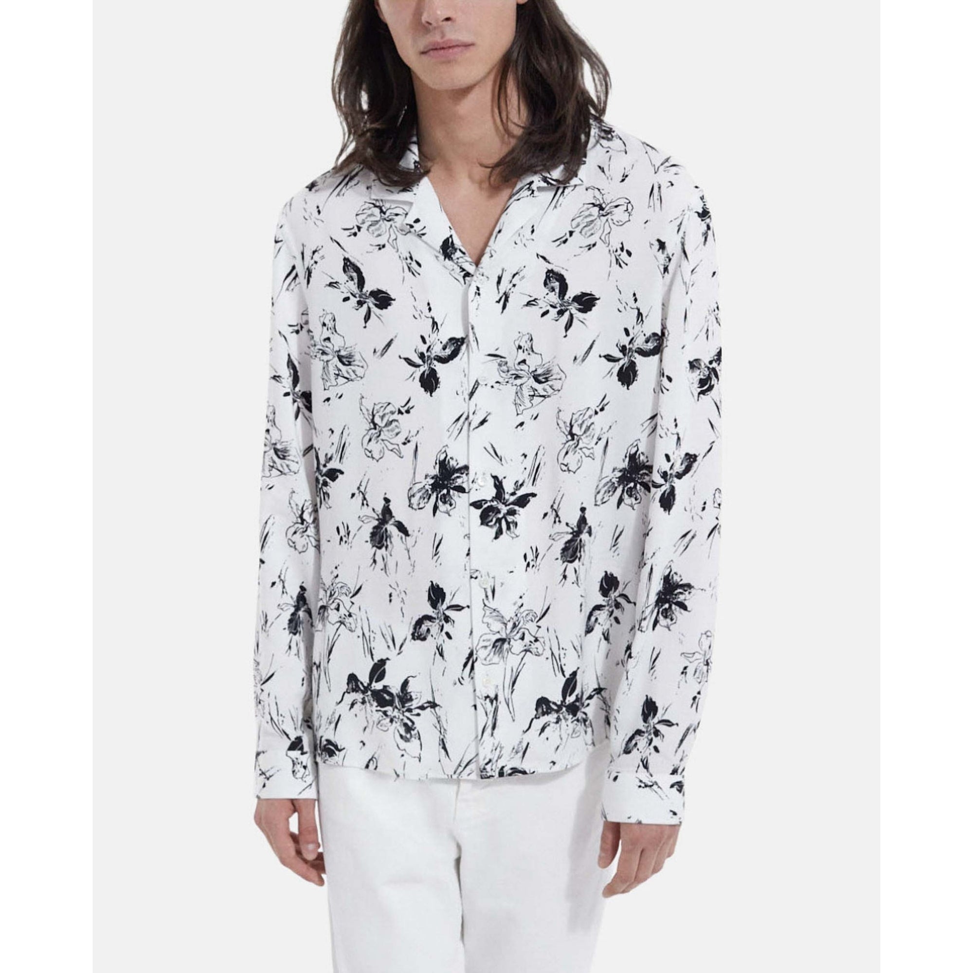 Shirt With Floral Print | Men | White x Black