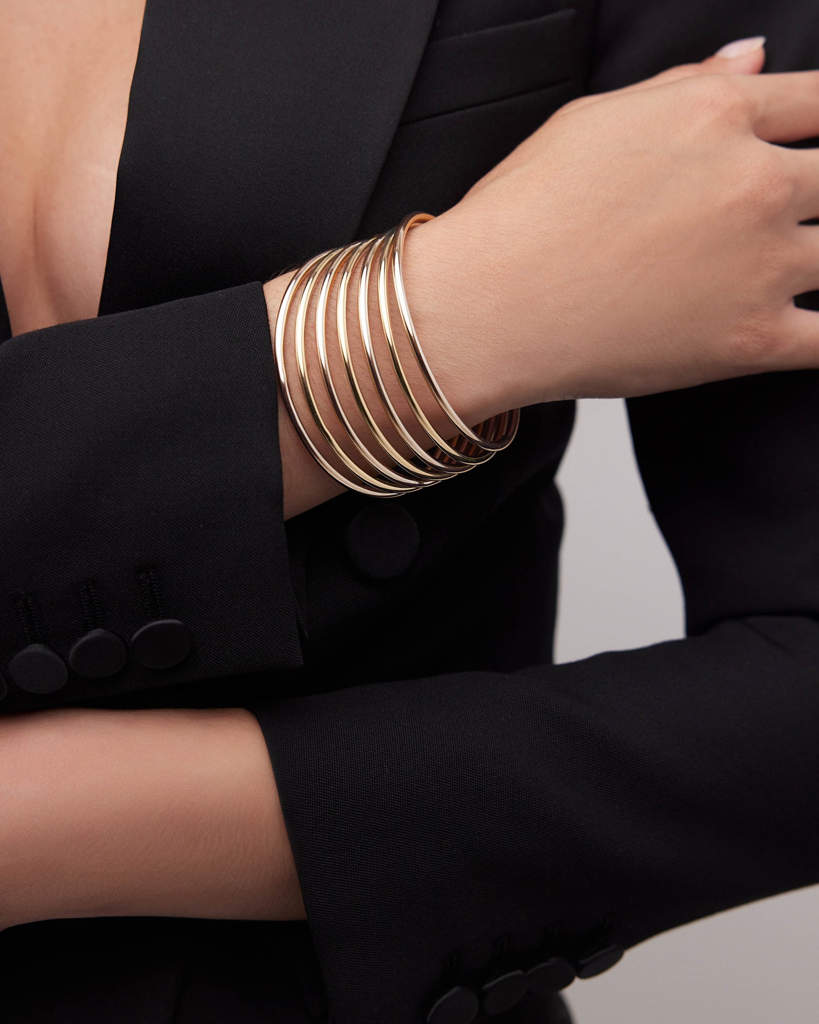 Bangle Set bracelet - front view | gold bracelets for women