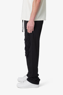 Shredded Layered Baggy Sweatpants | Black