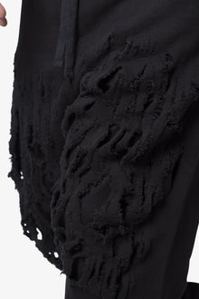 Shredded Layered Baggy Sweatpants | Black