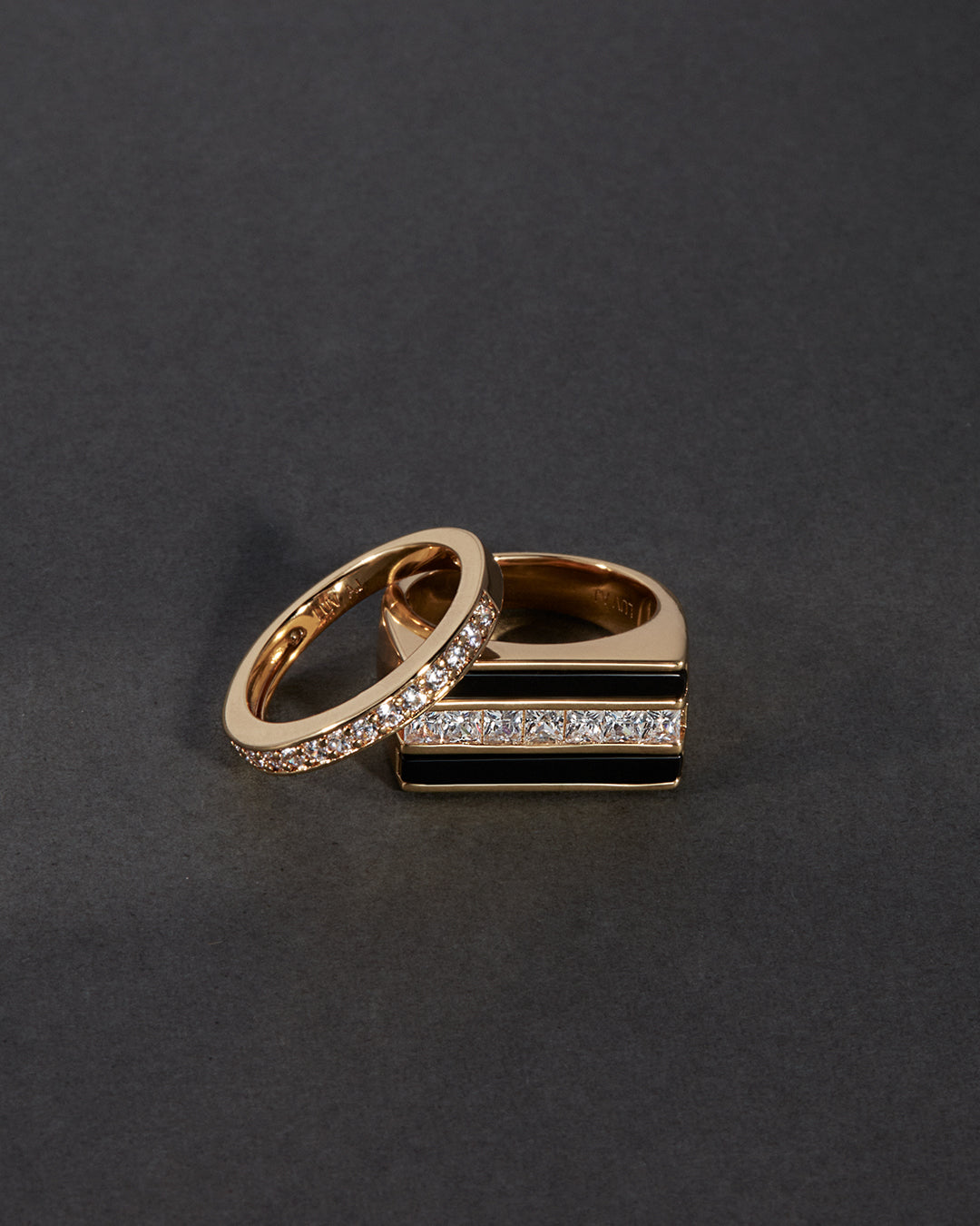 Panini Ring | Black Onyx/Cubic Zirconia | Gold