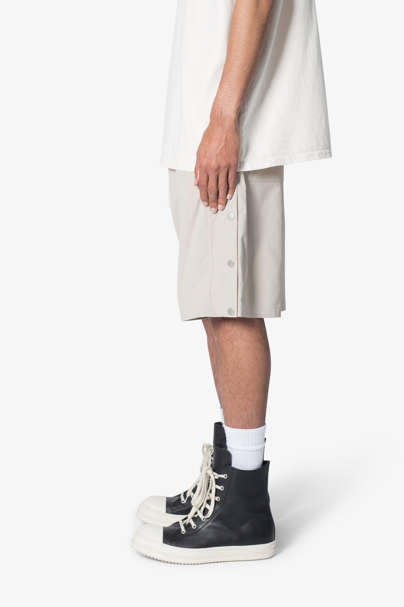 Side Snap Nylon Shorts | Tan