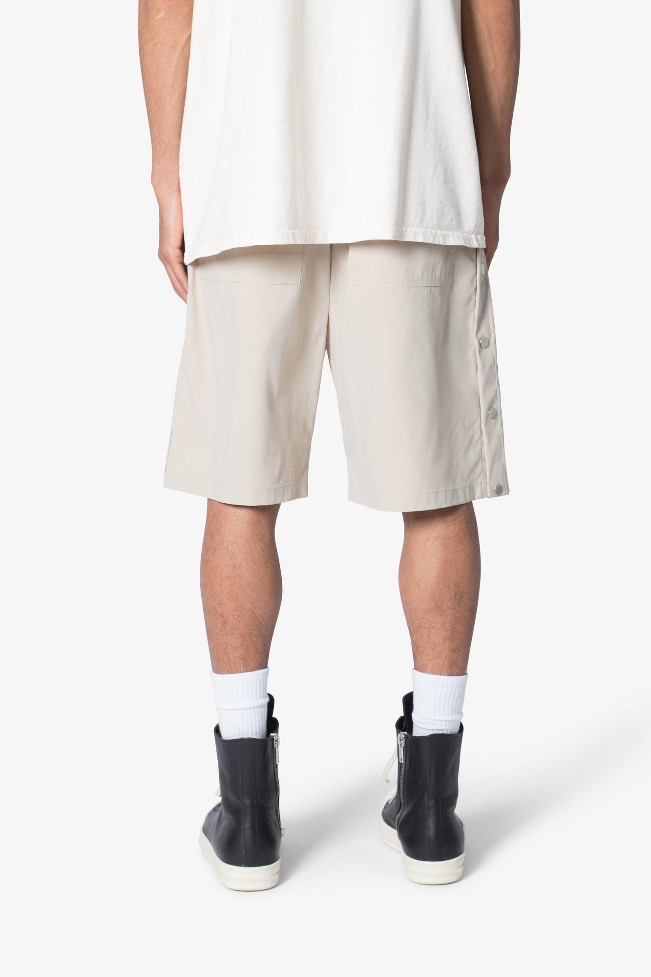 Side Snap Nylon Shorts | Tan