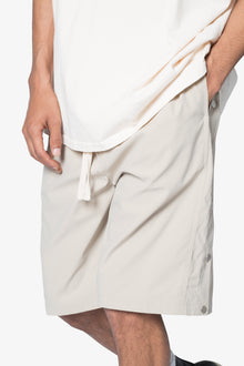 Side Snap Nylon Shorts | Tan