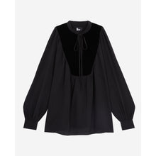 Silk Top With Velvet Details | Women | Black