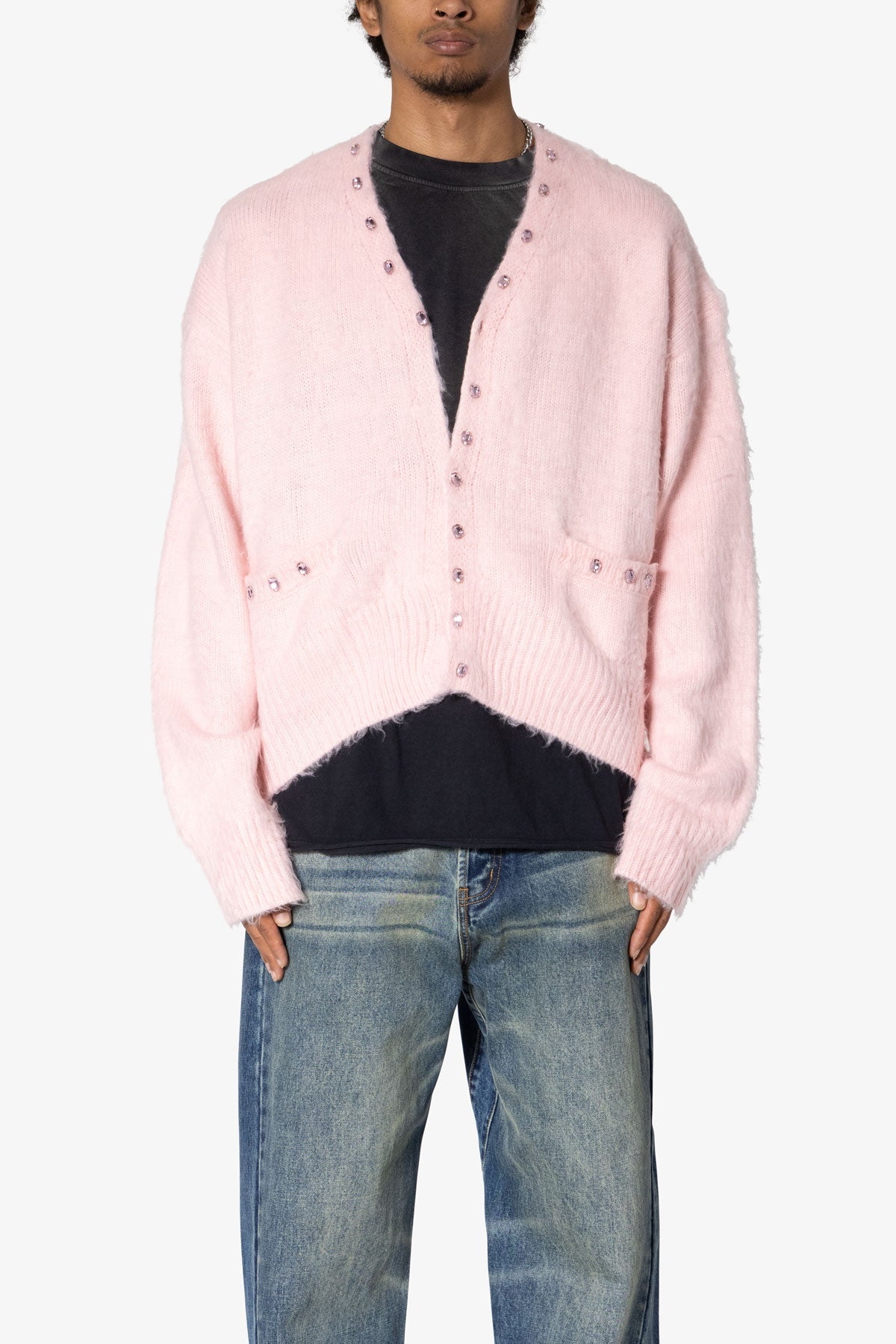 Sky Jeweled Cardigan Sweater | Pink