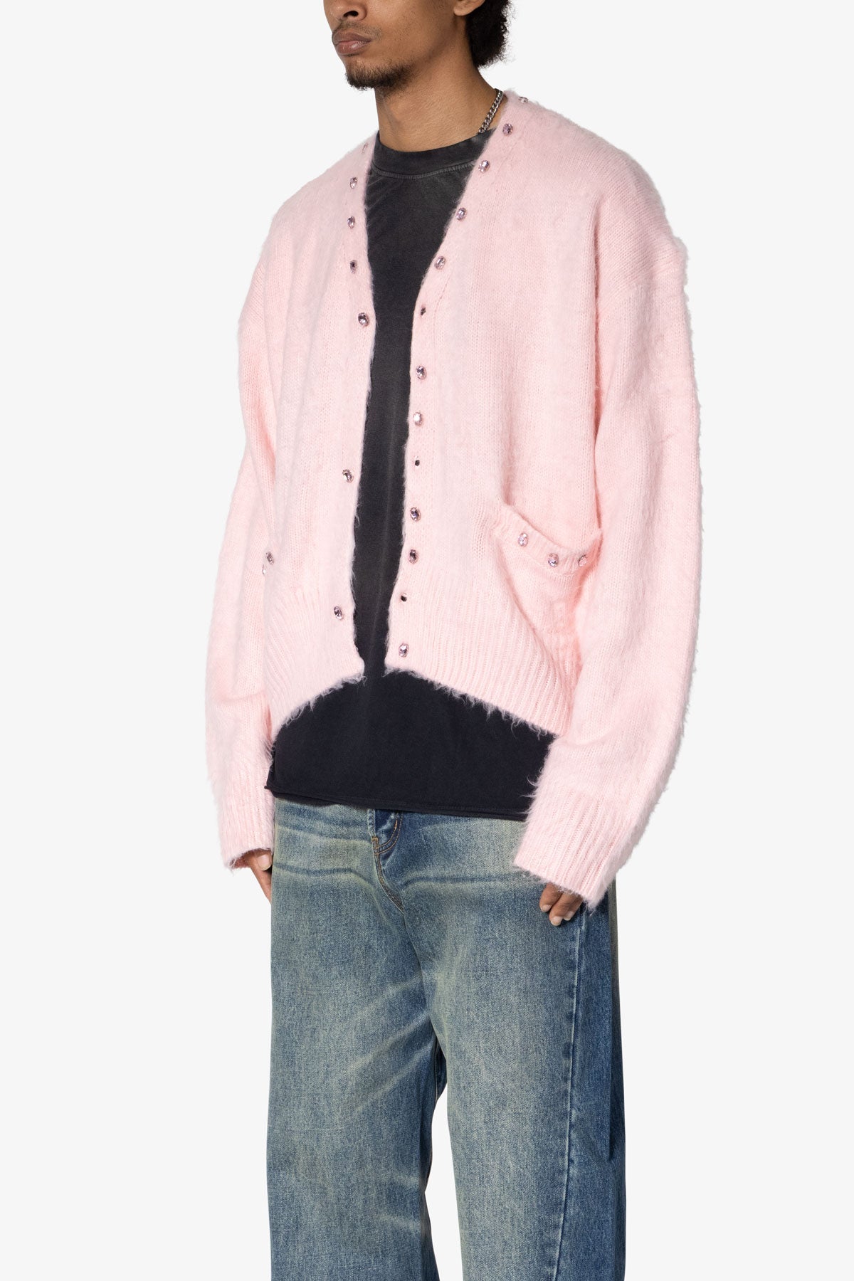 Sky Jeweled Cardigan Sweater | Pink