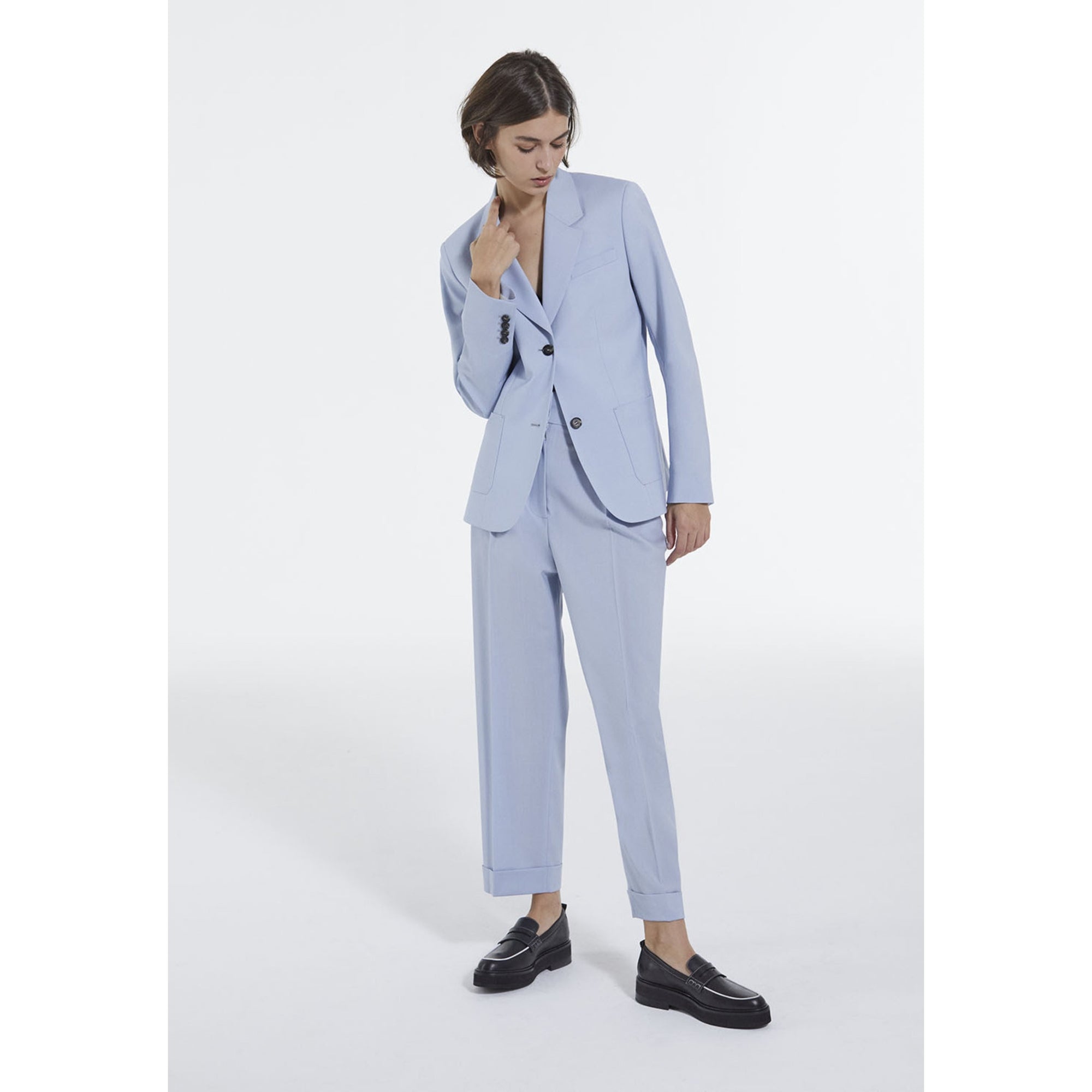 Sky Wool Straight Formal Jacket | Women | Light Blue