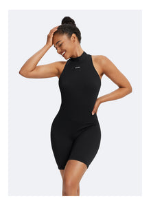 Sleeveless High-Neck Bodysuit | Inky Black