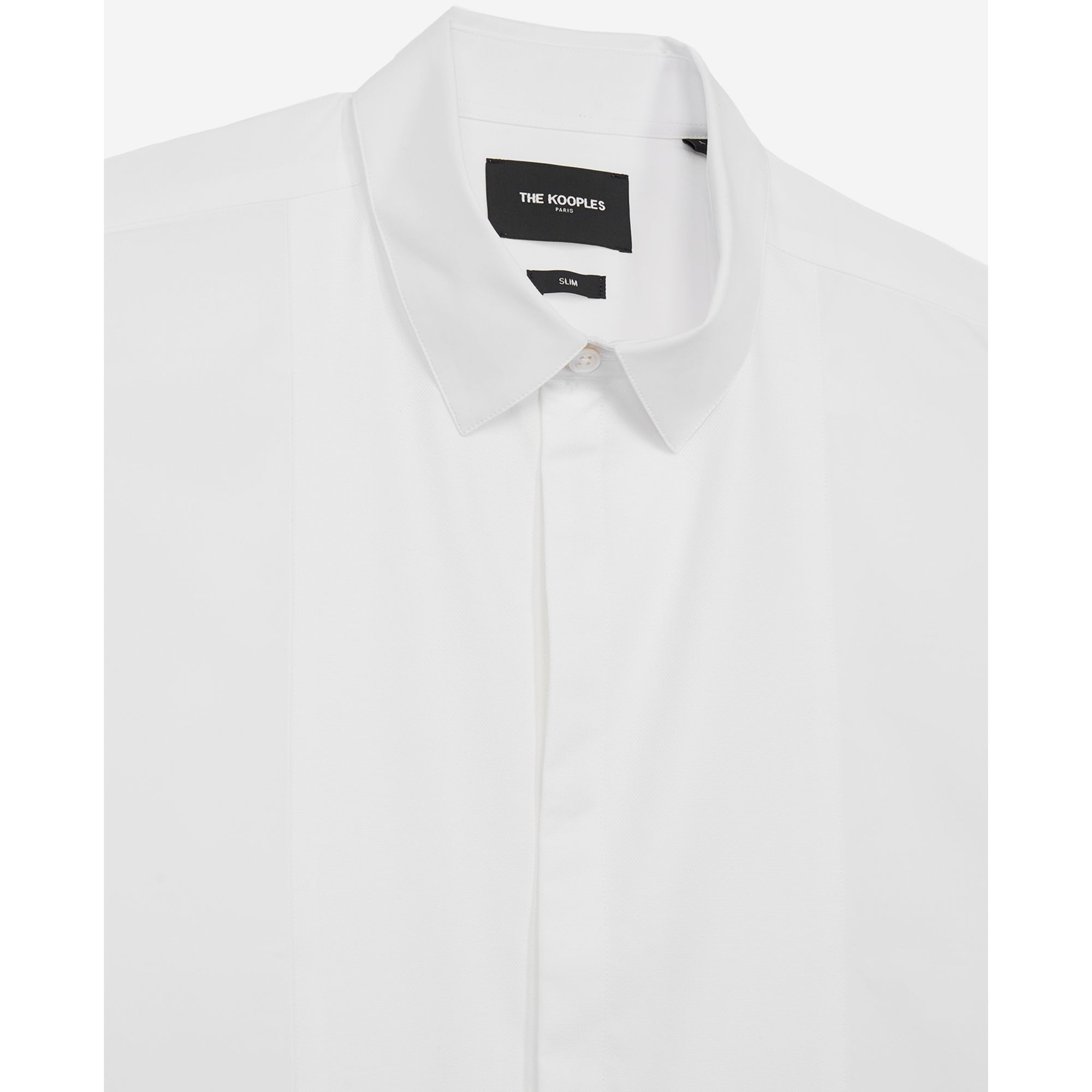 Slim-Fit Cotton Poplin Shirt With Plastron | Men | White