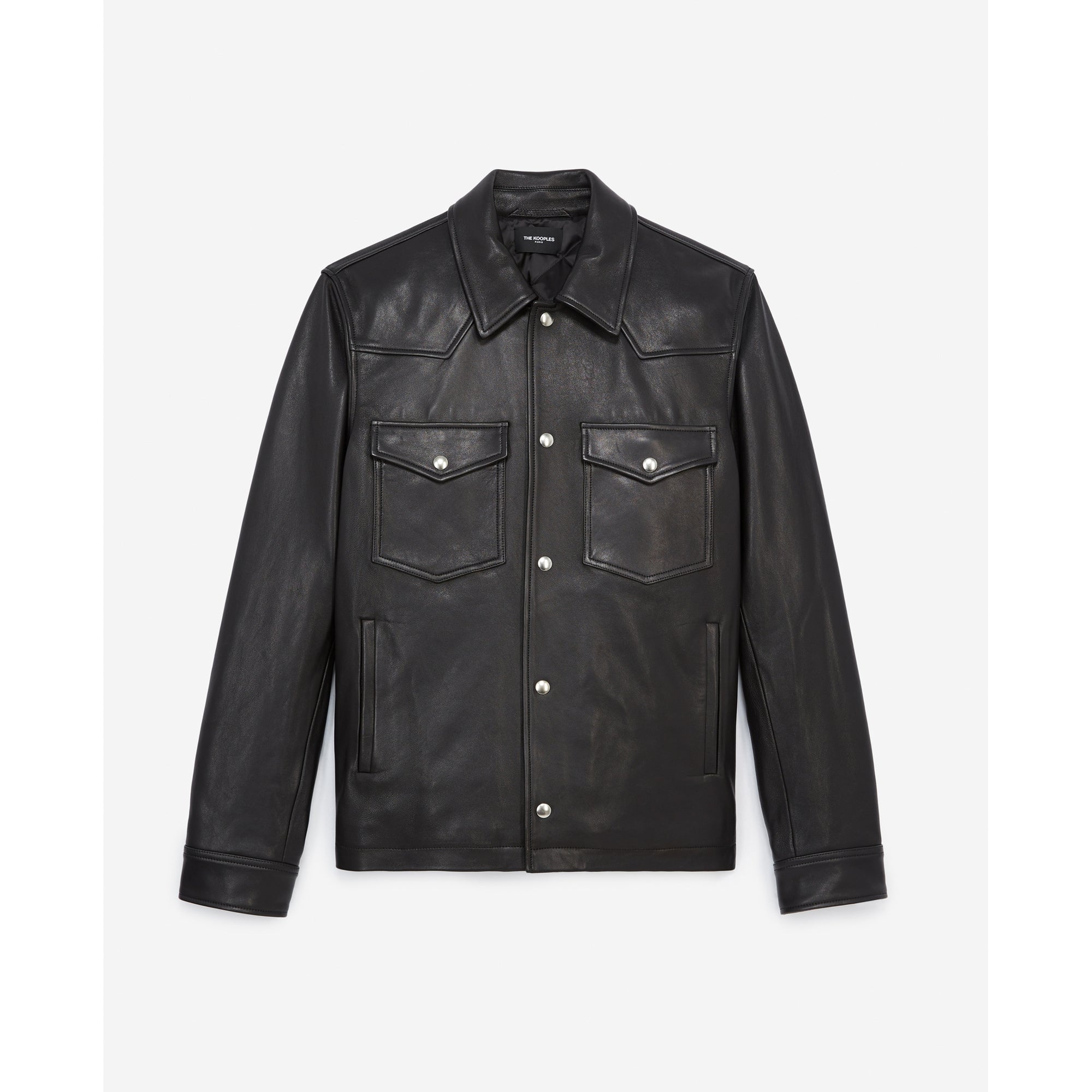 Smooth Leather Jacket Patch Pockets | Men | Black