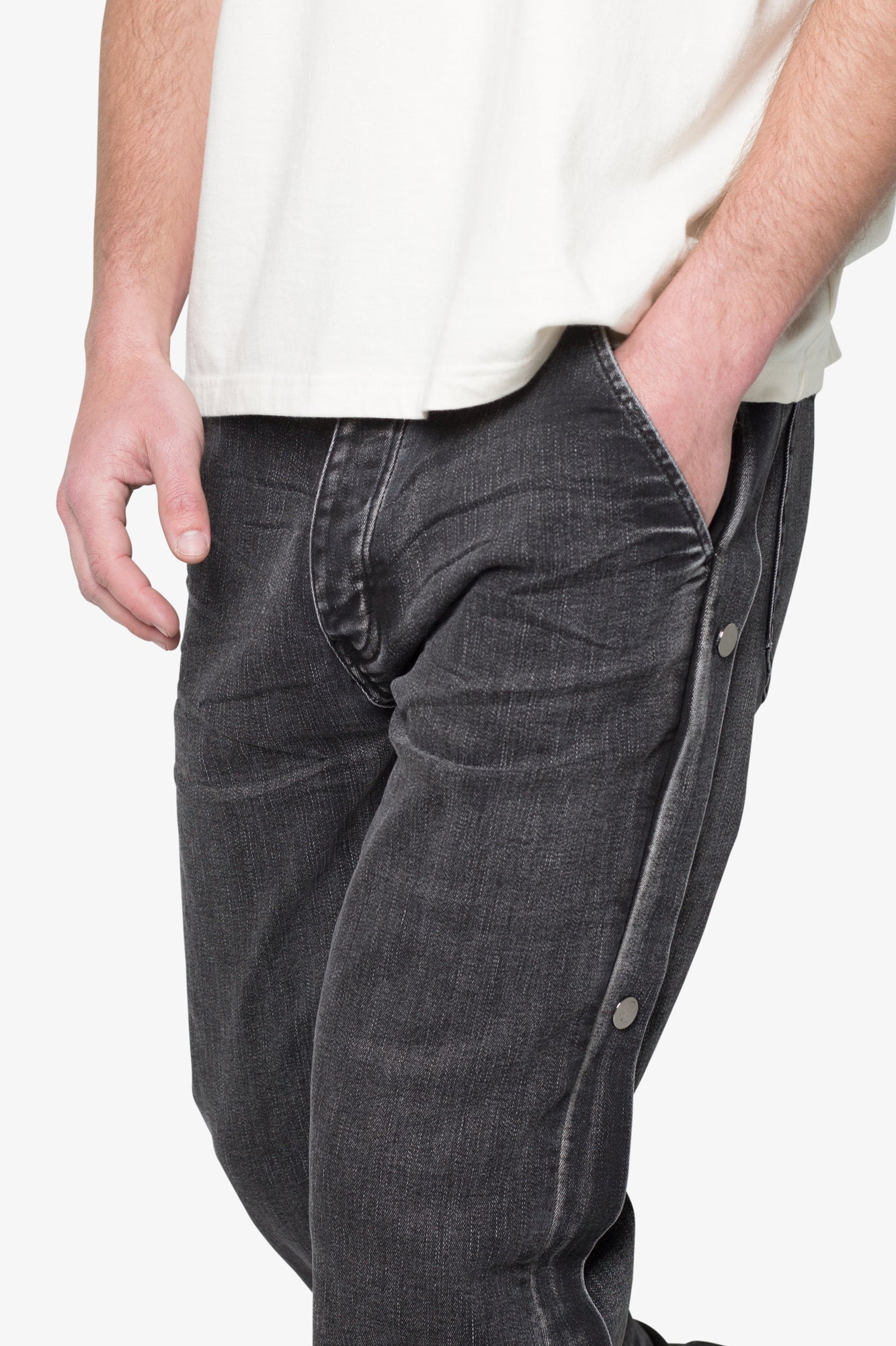 Snap Baggy Flare Denim | Black