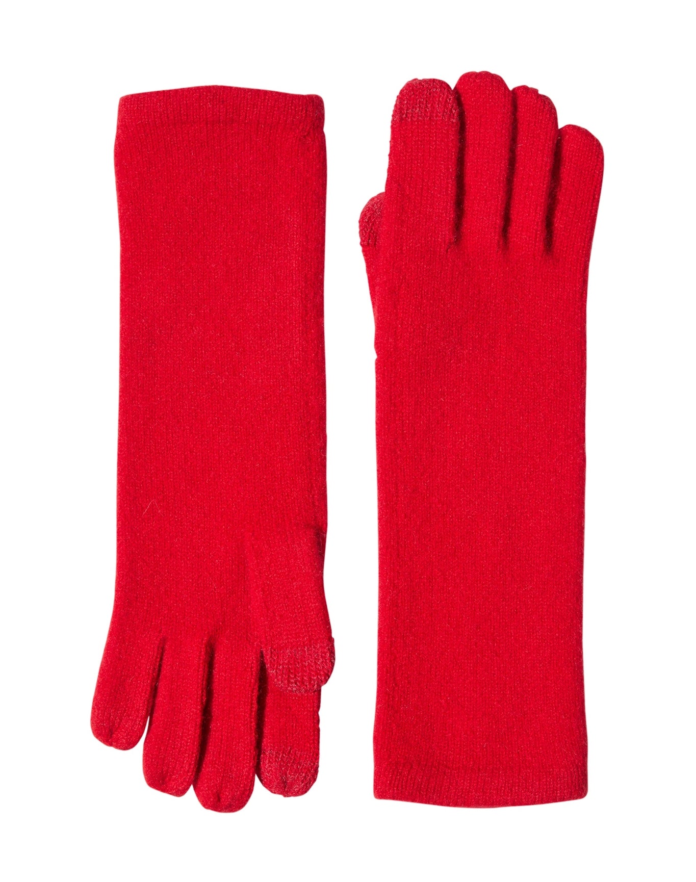Sofia Cashmere | Women | Cashmere Mid Length Touch Screen Knit Jersey Glove | Red