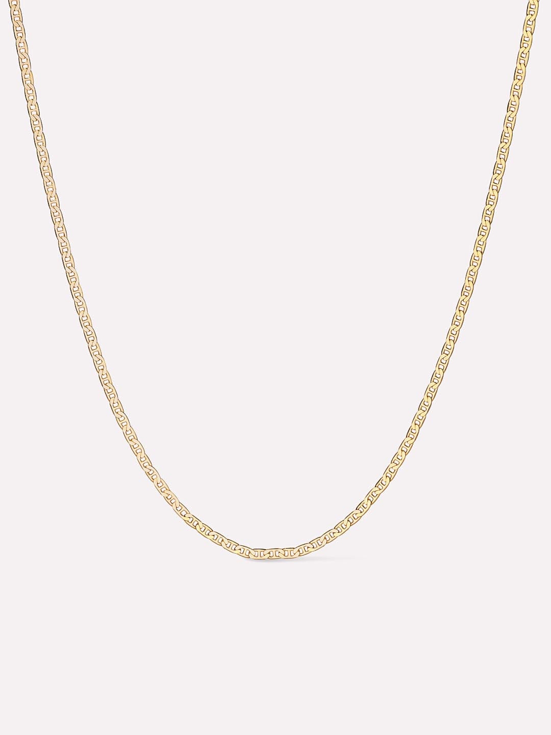 Flat Mariner Chain Necklace | 10K Solid Yellow Gold
