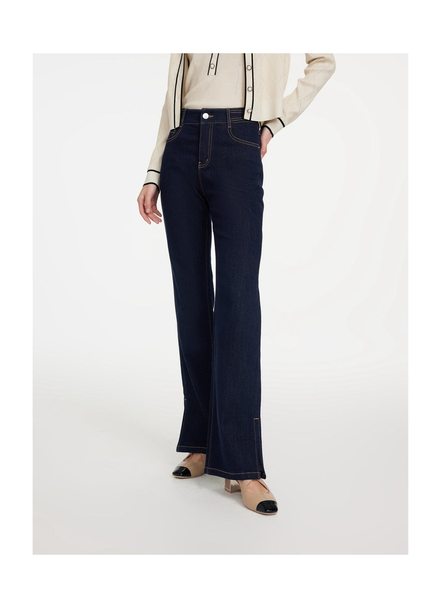 Split-Bootcut Denim Jeans | Navy