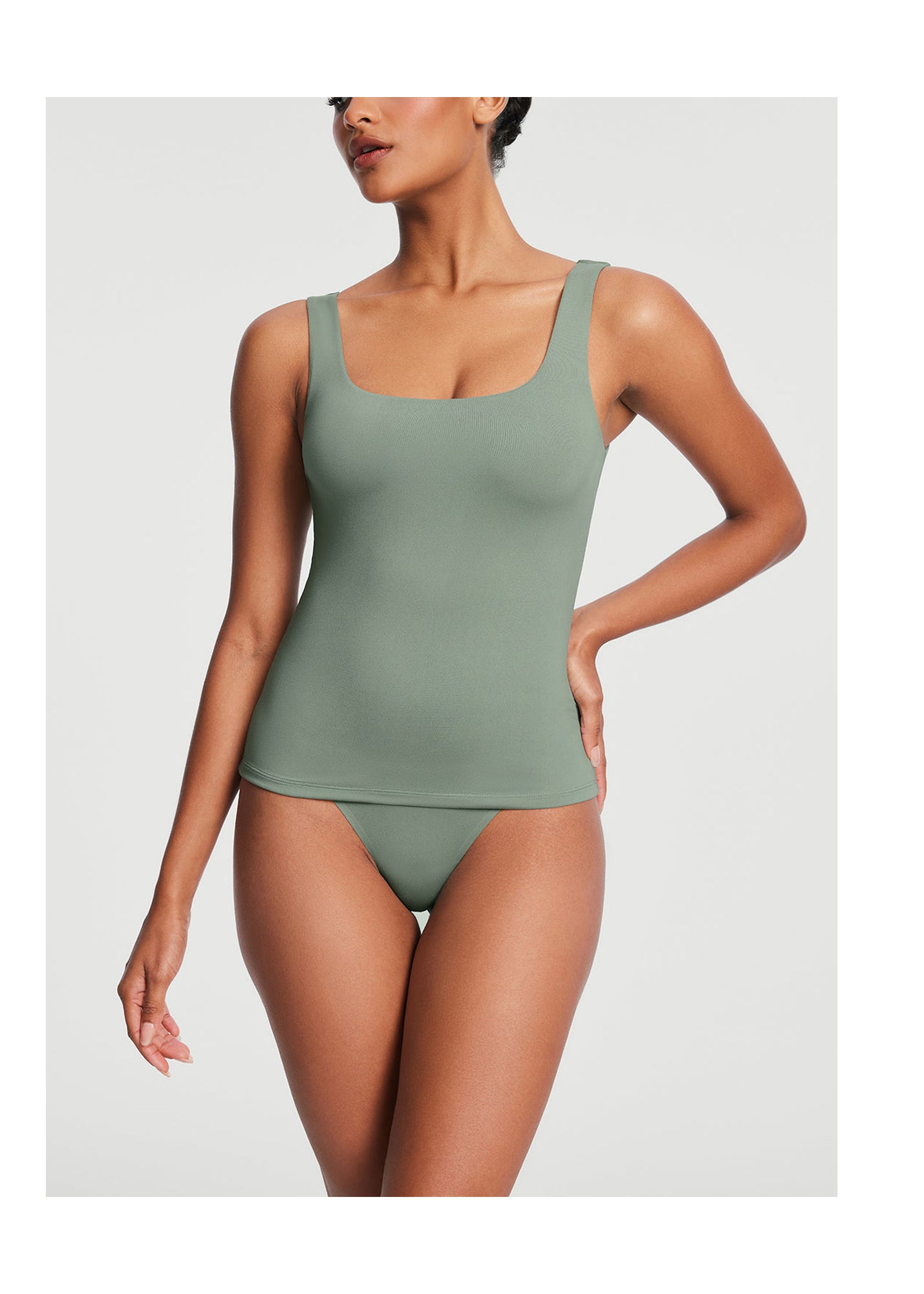 Square Neck Tank Top | Sage Green