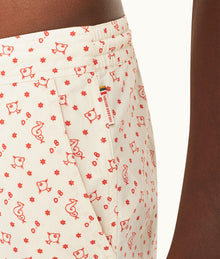Standard Logo Print Mid-Length Drawcord Swim Shorts | White Sand