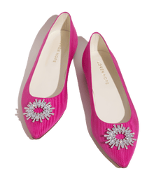Stevie Ballerina Flats in Pink Silk Moire - Loren Hope