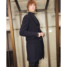 Straight Fit Wool Coat With Martingale Belt | Men | Navy