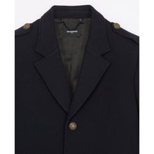 Straight Fit Wool Coat With Martingale Belt | Men | Navy