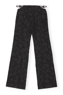 Stretch Jacquard Flared Trousers | Black