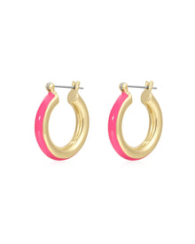 Stripe Baby Amalfi Hoops - Hot Pink - Gold | Plated Gold