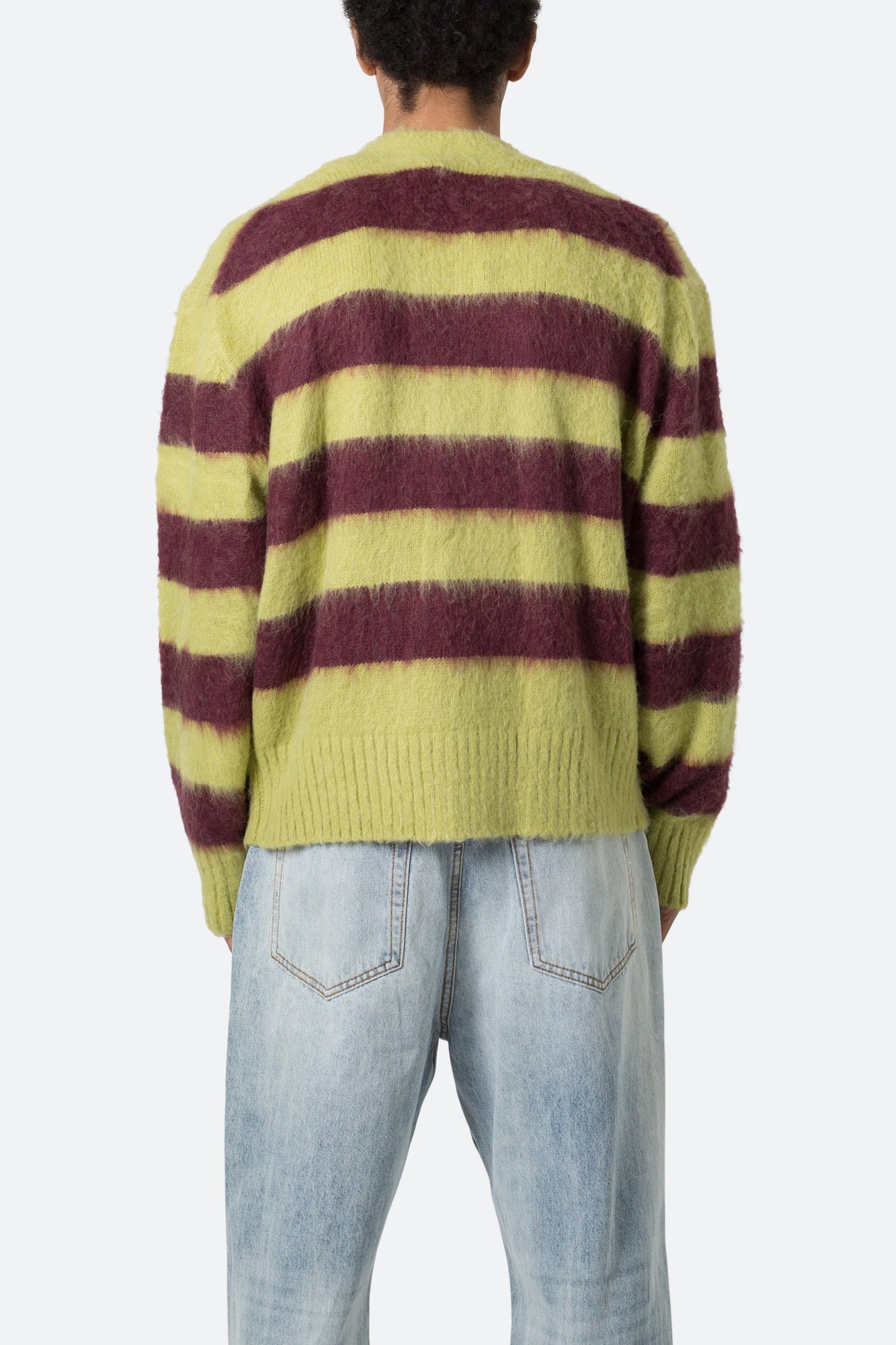 Striped Mohair Cardigan Sweater | Green x Brown