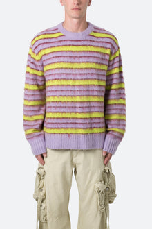 Striped Mohair Sweater | Green x Purple
