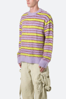 Striped Mohair Sweater | Green x Purple