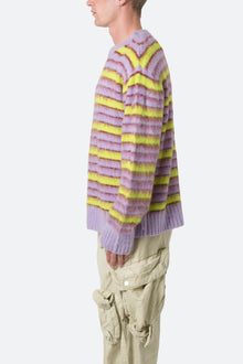 Striped Mohair Sweater | Green x Purple